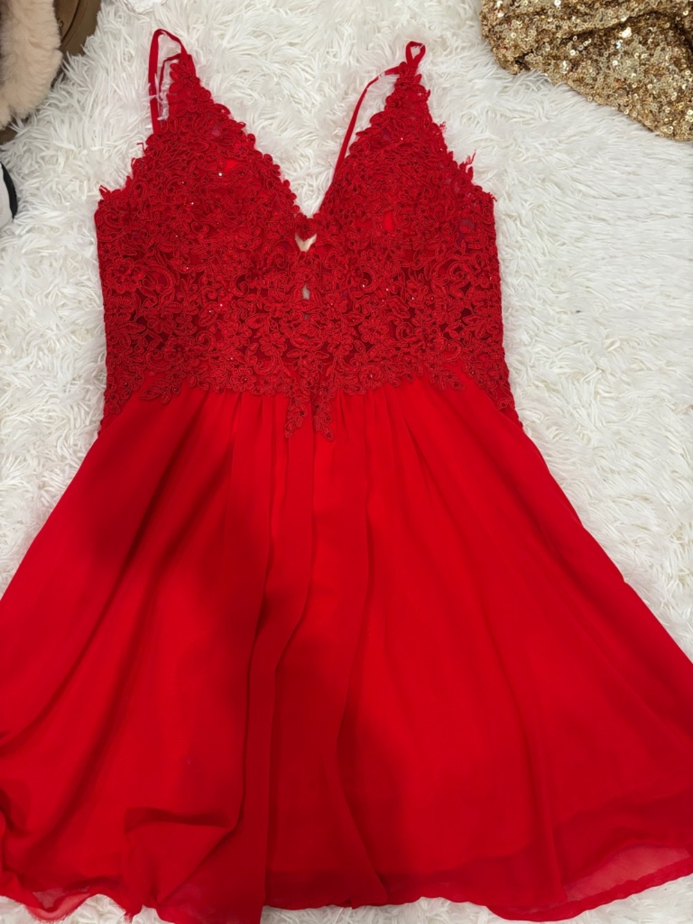 Red Lace Bust Mini Dress - Women's Elegant Party Dress